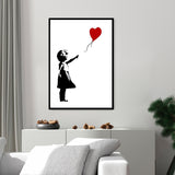 Globo Corazón - Póster 40x50 con Marco Negro