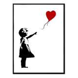 Globo Corazón - Póster 30x40 con Marco Negro