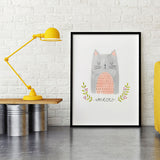 Meow - Póster 30x40 con Marco Negro