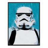 Phasma Fondo Azul - Póster 50x70 con Marco Negro